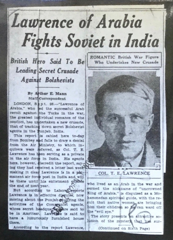 Michael Yardley: Backing into the Limelight. A Biography of T.E. Lawrence, 1985. £12.50