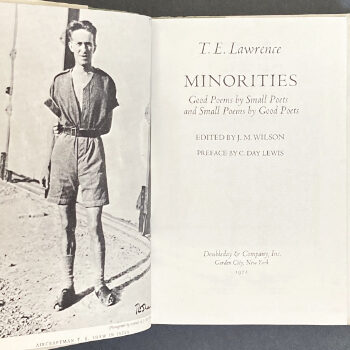 T.E. Lawrence (compiler): Minorities … edited by J.M. Wilson …, 1972 – 1st US ed., from the library of Jeremy Wilson. SOLD